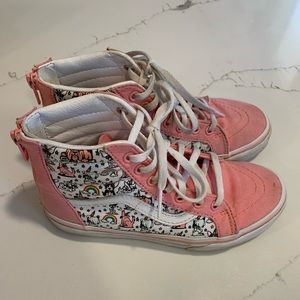 VANS SK8 Hi Shoes Kids Girls Size 2 Pink Off The Wall Sneakers